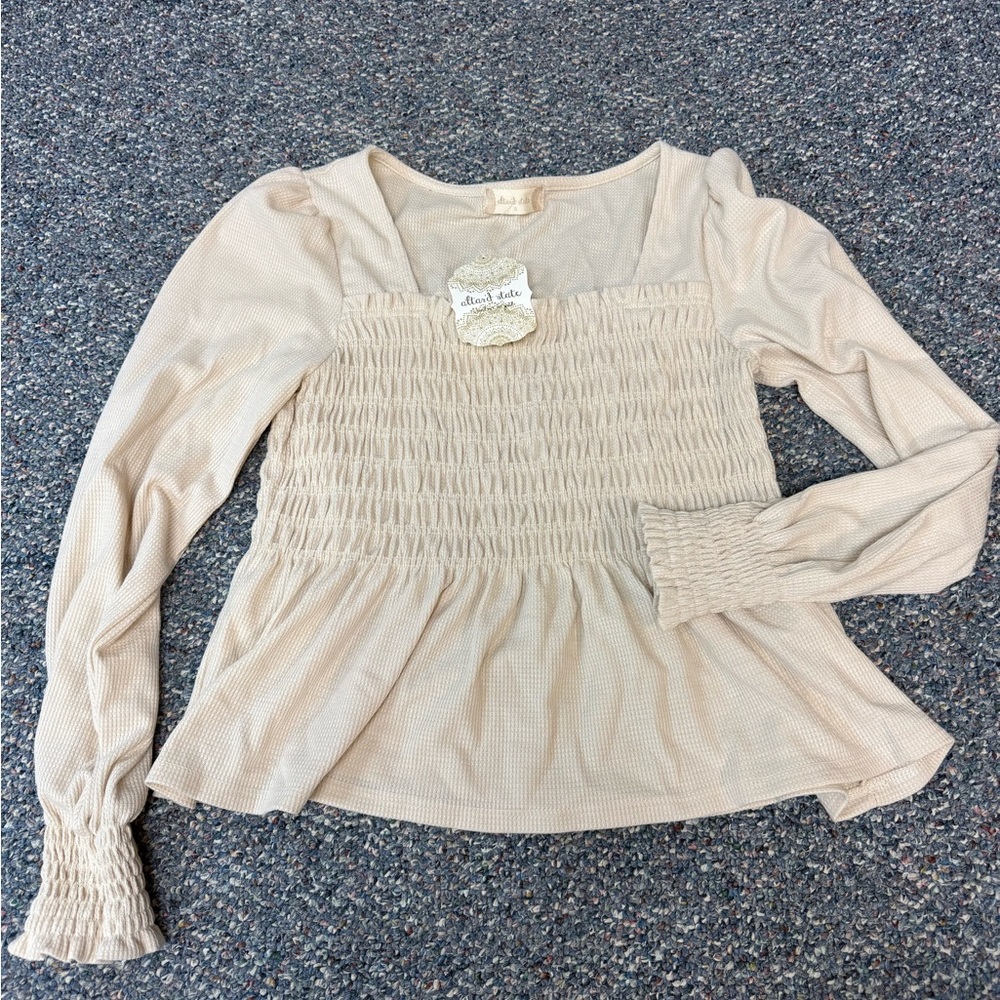 Elegant Cream Smocked Top